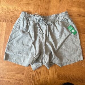 NWT GAP XS Linen-Blend High Rise Pull-On Shorts Sage Green Drawstring